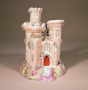 Parfumebrænder i form af et slot, sandsynligvis Staffordshire, ca. 1835 (keramik) af English School